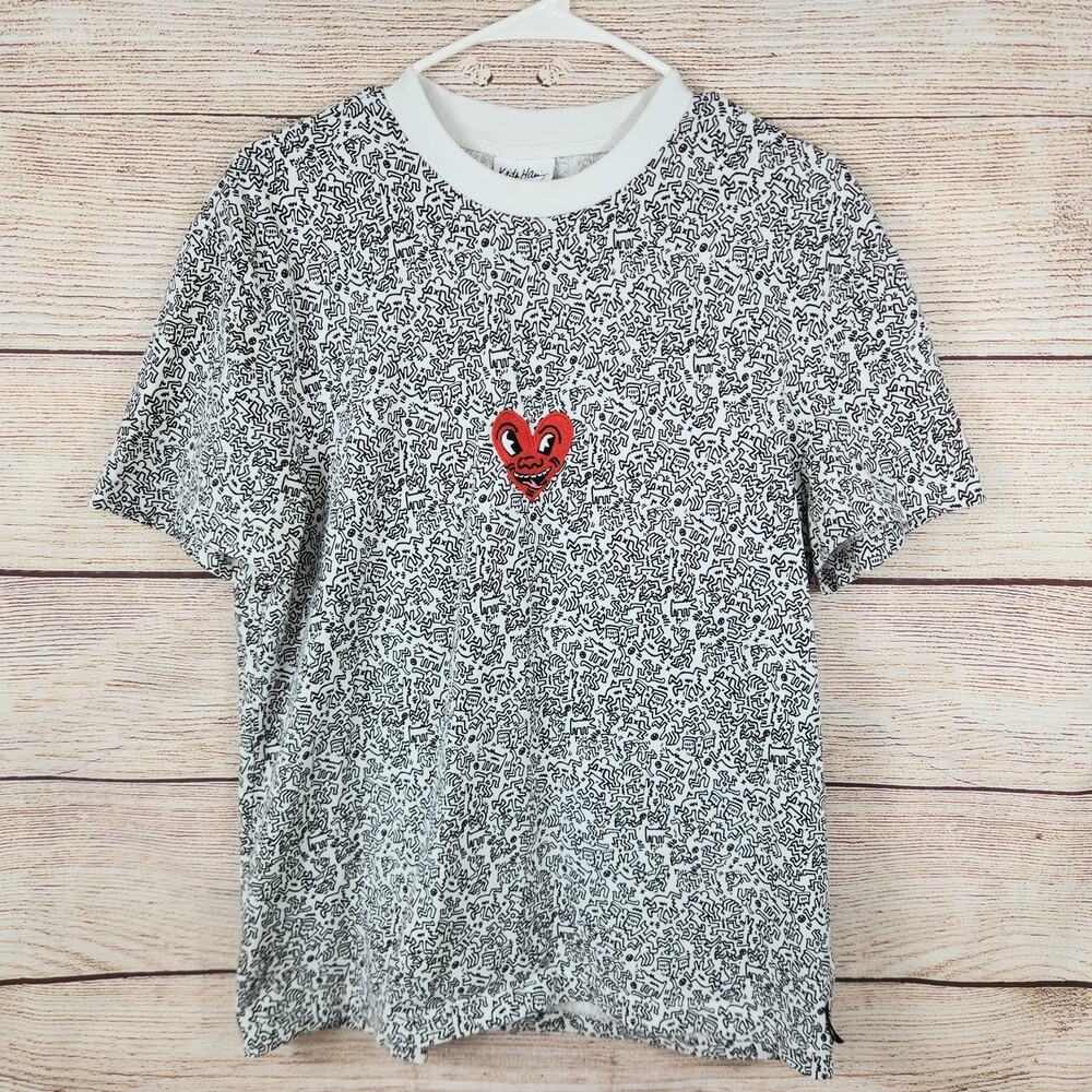 Keith Haring Artist Small T-Shirt Embroidered Heart Tee Street Pop Art Teacher